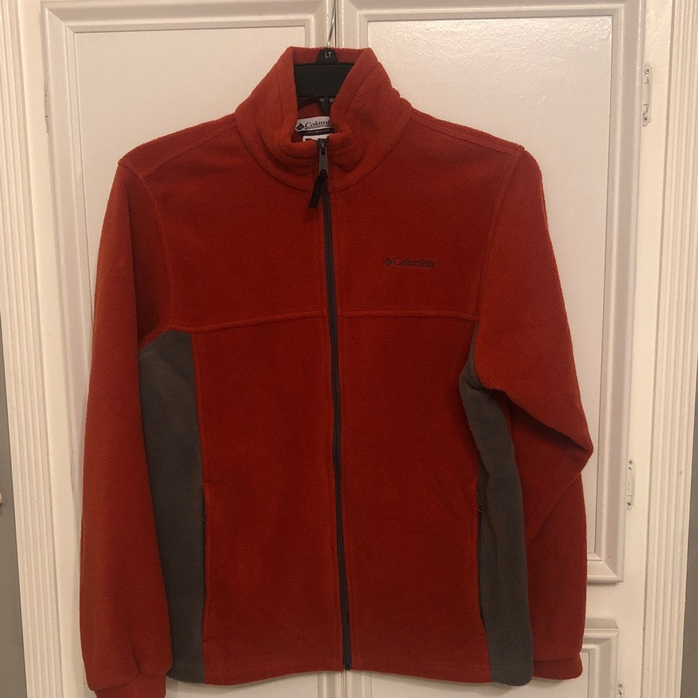 Columbia Fleece Jacket Burnt Orange with Gray Side Panels